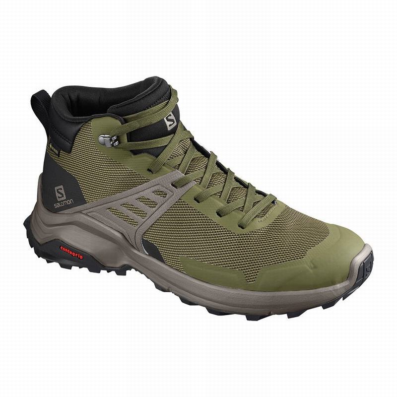 Chaussures De Randonnée Salomon Homme Vert Olive / Noir - Salomon X RAISE MID GORE-TEX - France (207